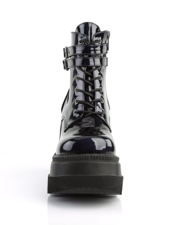 Demonia Holographic Black Stacked Platform Ankle Boots For Discount - Image 5