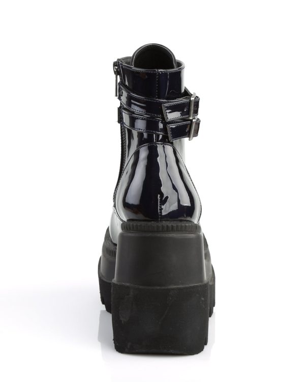 Demonia Holographic Black Stacked Platform Ankle Boots For Discount - Image 3
