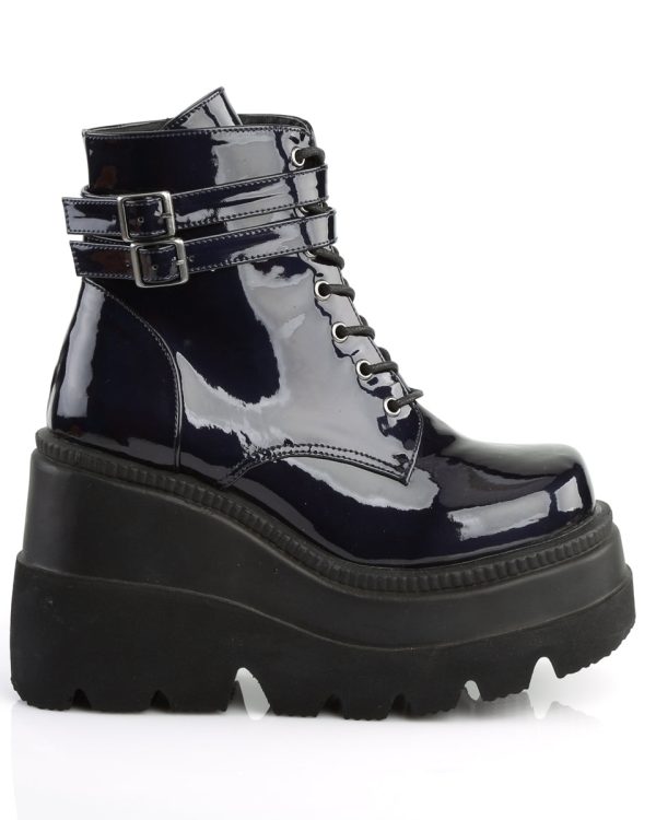 Demonia Holographic Black Stacked Platform Ankle Boots For Discount - Image 4