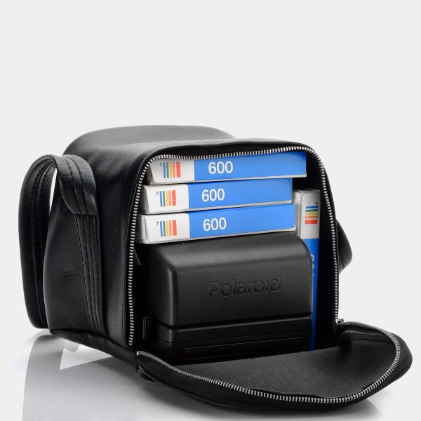Rounded Black Faux Leather Instant Camera Bag Supply - Image 2